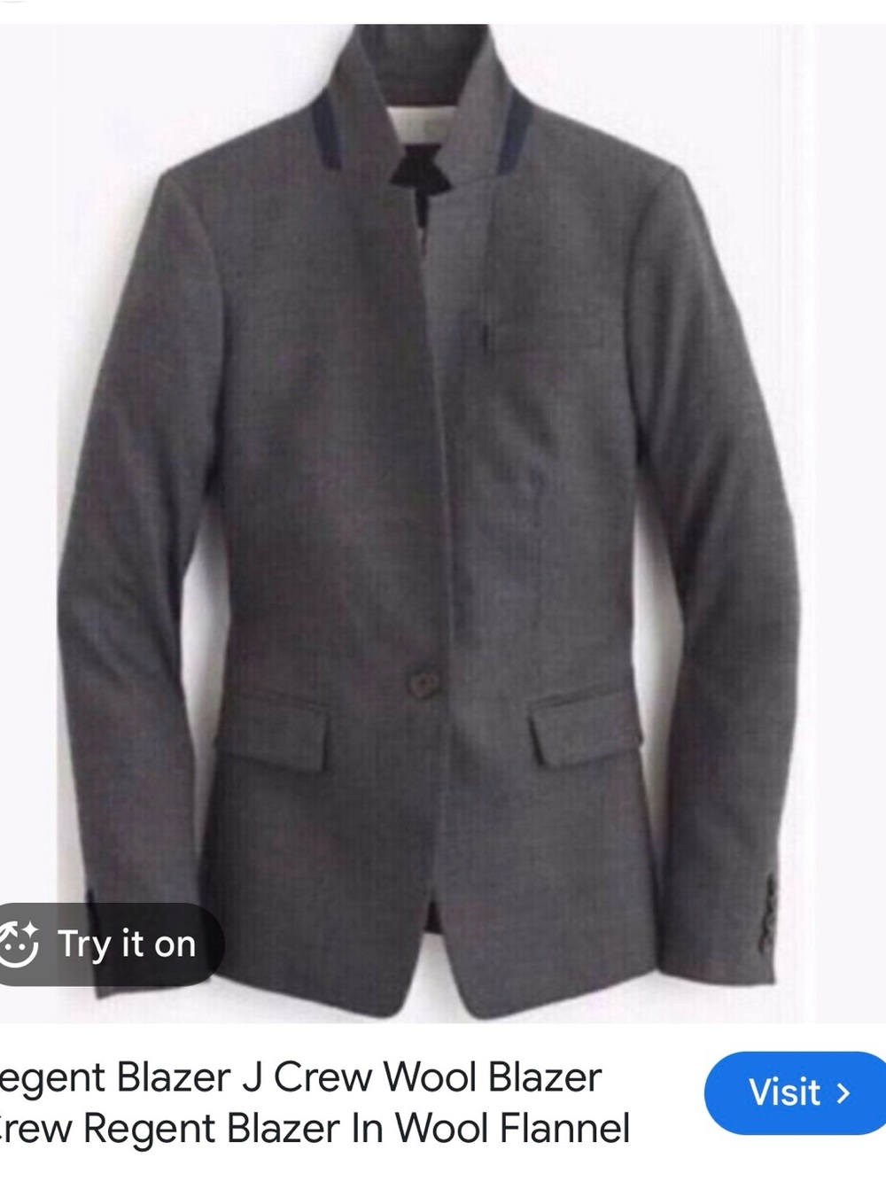 J. Crew Gray Wool Stand-Collar Regent Blazer
